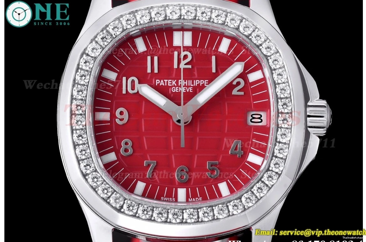 TWF Diamond Red RU Ladies SS Aquanaut 35mm A324 Bezel 0410